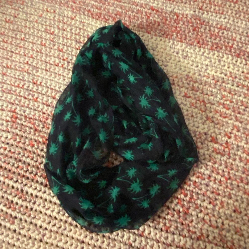 Navy Palm Tree Infinity Scarf